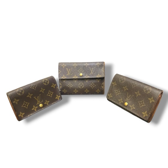Louis Vuitton Monogram Wallet‎ Lot of 3Authentic Vintage Long Wallets restore